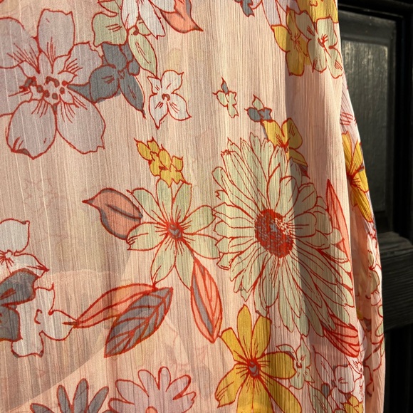 Free People floral babydoll mini dress with gold buttons - Picture 6 of 7